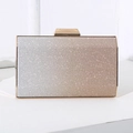 Sparkling silver to gold gradient glitter evening clutch bag with golden metal lock - Gold