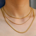 Three-layer 18K gold-plated stainless steel necklace with snake and heart link chains - Style 3-18 (Gold 3-Layer: Snake+Heart Link)
