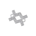 Macro view of silver geometric jewelry connector with pavé zircon for DIY bracelets - Silver Aquarius
