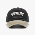 Retro gewaschene Baseballkappe in Schwarz-Khaki mit 3D-Stickerei SEWING - Schwarz