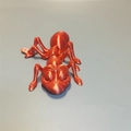 3D printed red ant ornament with metallic silk finish and cartoon style design - Ant / Silk Red