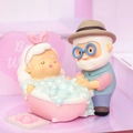 Cute elderly couple in a pink bathtub resin ornament for car or cake decoration - Bathing