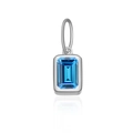 S925 sterling silver necklace with emerald-cut blue cubic zirconia square pendant - Platinum-September