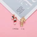 Christmas candy cane alloy pendant in red and green enamel with a small rhinestone accent - Candy Cane with Rhinestone (F307-1) / 10 Pieces/Pack (11*22mm)