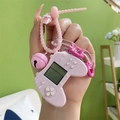 Mini console per videogiochi Tetris retrò rosa portachiavi con campanellino e catena rosa - Rosa