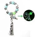 Bracelet en perles de silicone lumineuses à motif vache avec pendentif taureau - Vert