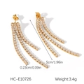Detail showing dimensions and weight of golden tassel earrings with sparkling zircon - Tassel Style (HC-E10726)