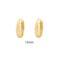 Golden S925 sterling silver wheat pattern hoop earrings with 12mm diameter size - Golden (12mm)