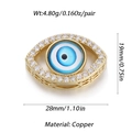 Detailed view of evil eye pendant with dimensions 28mm by 19mm and copper material specs - YSN034-07 (Pink Glaze Blue Eye)