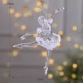 Clear acrylic ballet dancer Christmas ornament, 14x13cm elegant holiday tree decoration - Crystal Ballet Girl