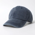 Retro washed denim baseball cap in navy blue featuring a six-panel crown and curved brim - Dark Blue