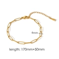 4mm gold plated stainless steel paperclip chain bracelet with adjustable extender - Paperclip Chain (TB5008)