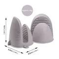 Shark shaped light grey silicone oven mitt set of two showing precise dimensions - Small / Gray