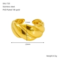 Twisted croissant open ring in 18k gold plated stainless steel with a high polish finish - Adjustable Open / Gold