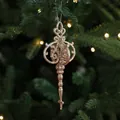 Décoration de Noël renne baroque en paillettes or champagne pour sapin de Noël - Style Pendentif Conque