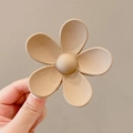 Elegant beige flower shark hair claw clip in matte finish for sophisticated hair styling - 5# Coffee - Flower
