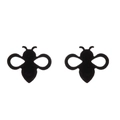 Minimalist matte black bee stud earrings for women featuring a simple insect silhouette - Black