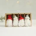 Set of 4 Christmas gnome ornaments with knitted hats and long beards in gift box - Bearded Mini Doll (APYX155-4)