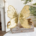 Sparkling gold 21x25cm butterfly ornament with rhinestones for Christmas tree decor - 21×25CM / Gold