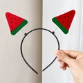 Funny watermelon headband with spring slices and black toothed grip for party - Sliced Watermelon Spring Hairband