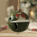Campanella natalizia vintage in metallo verde scuro da 8cm con pupazzo di neve e corda - Diametro 8cm / Campana Verde 8cm