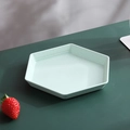 Modern light green hexagonal fruit plate with gold rim and elegant speckled finish - Green-Hexagon Dish