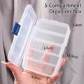 Transparente Aufbewahrungsbox mit 5 Fächern und blauen Schnallen für Haarschmuck und Kleinteile - 5-Gitter-Aufbewahrungsbox