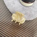 Mini cream marble acetate hair claw clip with elegant butterfly design for women - 3.5cm / Off White
