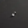 Sparkling zircon titanium steel flat back stud earring with four-prong round cut stone - Flat Back Screw / 5mm / Steel