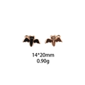 Detailed view of black bat charm in gold plating, measuring 14x20mm and weighing 0.90g - Bat