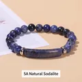 Minimalist bracelet featuring 5A grade natural sodalite beads and silver spacers - 5A Natural Sodalite