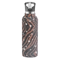 32oz rhinestone water bottle with grey animal print and straw lid for fitness - 350ml (12oz) / Black Gold Zebra Stripe
