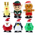Christmas clockwork toy set featuring Santa, Reindeer and Penguin in plastic - Christmas Wind Up 6pcs Set G