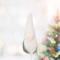 Handmade Christmas gnome hanging ornament with tall white felt hat and grey body - Style A / White
