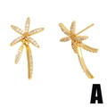 Elegant gold coconut tree earrings with sparkling zircon crystals in a minimalist style - Style A/Palm Tree / Gold