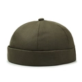 Berretto docker verde militare con risvolto arrotolato senza tesa in cotone twill - Regolabile / Verde Militare