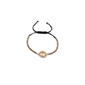 Adjustable religious beaded bracelet with tricolor beads and Virgin Mary gold pendant - Three-color Mixed Beads Black Rope