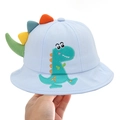 Cute light blue baby fisherman hat with cartoon dinosaur embroidery and 3D colorful fins - 8 Months-3 Years (46-50cm) / 13 Light Blue (Dino)