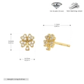 Macro view of gold s925 silver four leaf clover stud earrings with 5A grade zircon stones - 925 Silver / Gold