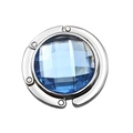 Portable blue acrylic gem handbag hook for desk with folding polished metal design - Blue