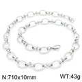 Collana a catena minimalista in acciaio inossidabile argento con moschettone - Argento 710x10mm(KN228739-Z)