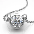 Elegant round brilliant cut solitaire zircon necklace with silver bezel setting and O-chain - XL244 Minimalist Bezel O-Chain