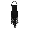 Sexy black halter neck backless dress with ruffled hem in a goth style aesthetic - S / Black