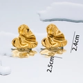 Golden heart earrings with lava texture and 18K plating finish, 2.5cm width - Wave Heart - Gold