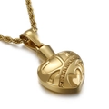 Vintage golden heart pendant with embossed patterns and twist chain in stainless steel - Gold Carved Heart Pendant (KP80870-Z) / Pendant Only