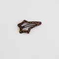 Star-shaped hair clip with brown leopard print fabric and black metal duckbill grip - Star Style
