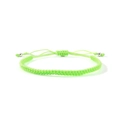 Handmade braided rope bracelet in neon green with adjustable slider and silver beads - Fluorescent Green