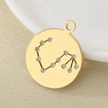 18K gold plated stainless steel round pendant featuring a sparkling Scorpio constellation - Gold Scorpio (KLJ4553-Z)