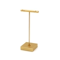 Matte gold T-bar jewelry display stand with a minimalist square base for earrings - Full Set (With Base)