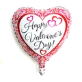Palloncino a cuore bianco in alluminio con motivo rosso e testo Happy Valentine's Day su bianco - Stile Cuore Pizzo Bianco Bordo Rosso